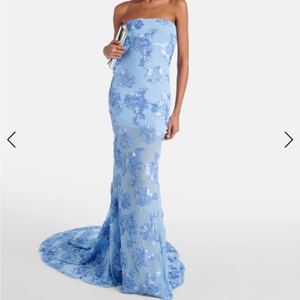 Rotate Alberty floral-appliqué mesh gown, Size 36 (US 6)